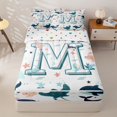 thumbnail image 1 of jejeloiu Ocean Life Monogram M Zipper Twin Comforter Sets with Fitted Sheet and 2 Pillowcases For Kids,Underwater Octopus Letter Design Zipper Bedding Set For Boy,Reversible,4 Pieces, 1 of 7
