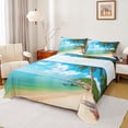 thumbnail image 1 of jejeloiu Ocean Sea Beach Queen Sheet Sets,Hawaii Summer Holiday Flat Sheet,Green Tropcal Coconut Queen Fitted Sheet For Boys Teens,Luxury Bedroom Decor,4 Pieces, 1 of 7