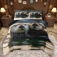 thumbnail image 1 of jejeloiu Ocean Sea Otter Queen Comforter Set,Cute Cartoon Animal Bedding Sets,Kawaii Sealife Bedding Comforter Set For Boys Kids,Ultra Soft Home Decor Reversible,3pcs, 1 of 8