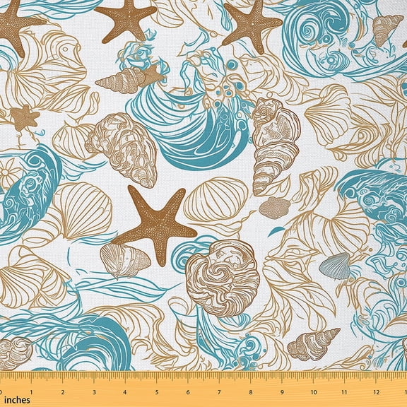 jejeloiu Ocean Seahorse Coral Fabric by the Yard 2 Yards,Ocean Sea Theme Room Decor Fabric by the Yard,Watercolor Underwater World Fabric for Sewing For Children,Luxury Bedroom Decor