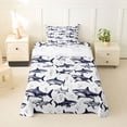 thumbnail image 1 of jejeloiu Ocean Sketch Shark Twin Sheets,Bubbly Ocean Background Bedding For Boys,Blue White,3pcs,1 Fitted Sheet and 1 Pillowcase, 1 of 6