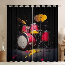 jejeloiu Oil Painting Drum Kit Black Out Curtains,Rock Music Instrument Curtains Pack of 2 (42x63 Each) For Boys Kids