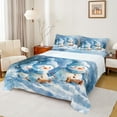 thumbnail image 1 of jejeloiu Oil Painting Snowmen Merry Christmas Blue White Twin Sheet Set,Ultra Soft Children Bedding,3 Pieces, 1 of 7