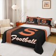 thumbnail image 1 of jejeloiu Orange Black Initial S Bed Sheets For Boys,Football Sport City King Sheets For Kids,4 Pieces, 1 of 6