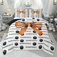 thumbnail image 1 of jejeloiu Orange Bow Knot Twin Comforter Sets,Basketball Sport Bedding Set Ball Gamer Reversible 2 Pieces, 1 of 8