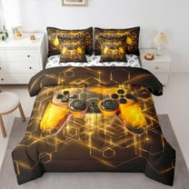 jejeloiu Orange Gamepad Twin Bedding Sets 7-Piece,Modern Video Game Bedding Comforter Set,Gaming Gamer Sheet Sets For Girl Kids,Super Cozy Bedroom Decor Reversible