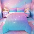 thumbnail image 1 of jejeloiu Pastel Star Pattern Queen Comforter Set Kids,Dreamy Print Bedding Comforter Set For Girls,Reversible,3pcs, 1 of 8