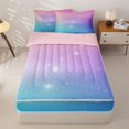 thumbnail image 1 of jejeloiu Pastel Star Pattern Zipper Full Size Comforter Sets with Fitted Sheet and 2 Pillowcases Kids,Dreamy Print Zipper Bedding Set For Girls,Reversible,4-Piece, 1 of 7