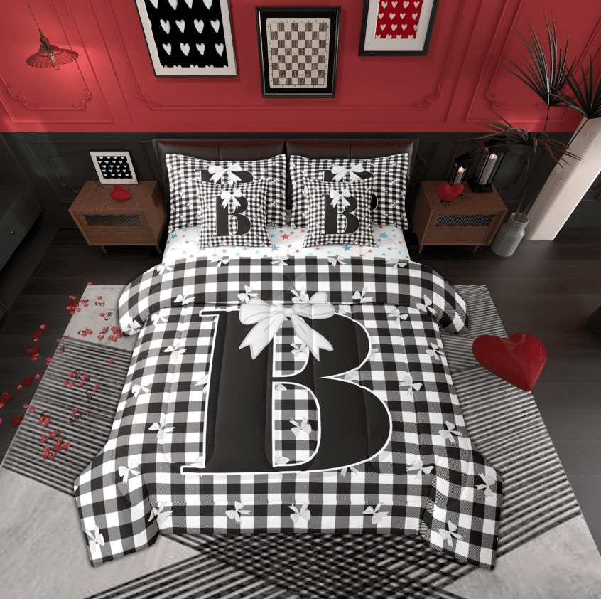 Bold Blue Letter Bedding Set