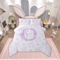 thumbnail image 1 of jejeloiu Personalized Gifts Bowtie Bedding Comforter Set,Letter O Twin Comforter Sets,Purple White Bow Bowknot Bedding Set,Lightweight Room Decoration Reversible,2pcs, 1 of 8