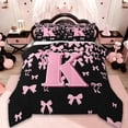 thumbnail image 1 of jejeloiu Personalized Gifts Bowtie Full Size Comforter Sets,Letter K Bedding Comforter Set,Pink Black Bow Bowknot Bedding Sets,Lightweight Room Decoration Reversible,3-Piece, 1 of 8