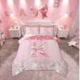 thumbnail image 1 of jejeloiu Personalized Gifts Diamond King Size Comforter Sets,Bowtie Letter K Bedding Comforter Set,Pink Sequin Print Bedding Set For Children,Lightweight Room Decoration Reversible,3-Piece, 1 of 7