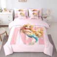 thumbnail image 1 of jejeloiu Personalized Gifts Mermaid Bedding Comforter Set 7 Pieces,Pink Latter M Full Bedding Set,Natural Sea Animal Fitted Sheet Flat Sheet For Princess,Lightweight Room Decoration Reversible, 1 of 8