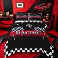 thumbnail image 1 of Catabedysis Personalized Letter Gifts Full Size Comforter Sets For Boys,Racing Print Alphabet Q Bedding Comforter Set,Black Reversible,3 Pieces,1 Comforter and 2 Pillowcases, 1 of 7