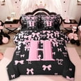 thumbnail image 1 of jejeloiu Personalized Letter H Bedding Comforter Set 7 Pieces,Monogrammed Theme Full Bedding Set,Ribbon Bow Knot Fitted Flat ,Ultra Soft Bedroom Decor Reversible, 1 of 8