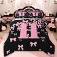 thumbnail image 1 of jejeloiu Personalized Letter H Bedding Comforter Set,Monogrammed Theme Twin Comforter Sets,Ribbon Bow Knot Bedding Set,Ultra Soft Bedroom Decor Reversible,2pcs, 1 of 8