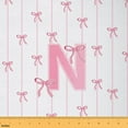 thumbnail image 1 of jejeloiu Personalized Letter N Fabric by the Yard 3 Yards,Monogrammed Theme Sewing Fabric,Pink Chic Bowtie Fabric for Sewing For Girls,Ultra Soft Bedroom Decor, 1 of 6