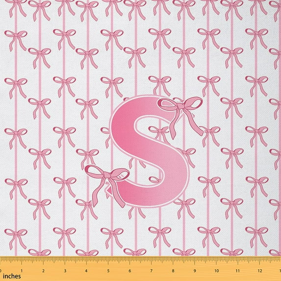 jejeloiu Pink Letter S Fabric (10 Yards),Cartoon Bowtie,Ultra Soft Sewing Decor For Girls
