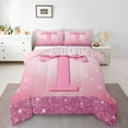 thumbnail image 1 of jejeloiu Personalized Letter T King Size Comforter Sets,Monogrammed Theme Bedding Comforter Set,Ribbon Bow Knot Bedding Set,Ultra Soft Bedroom Decor Reversible,3-Piece, 1 of 7