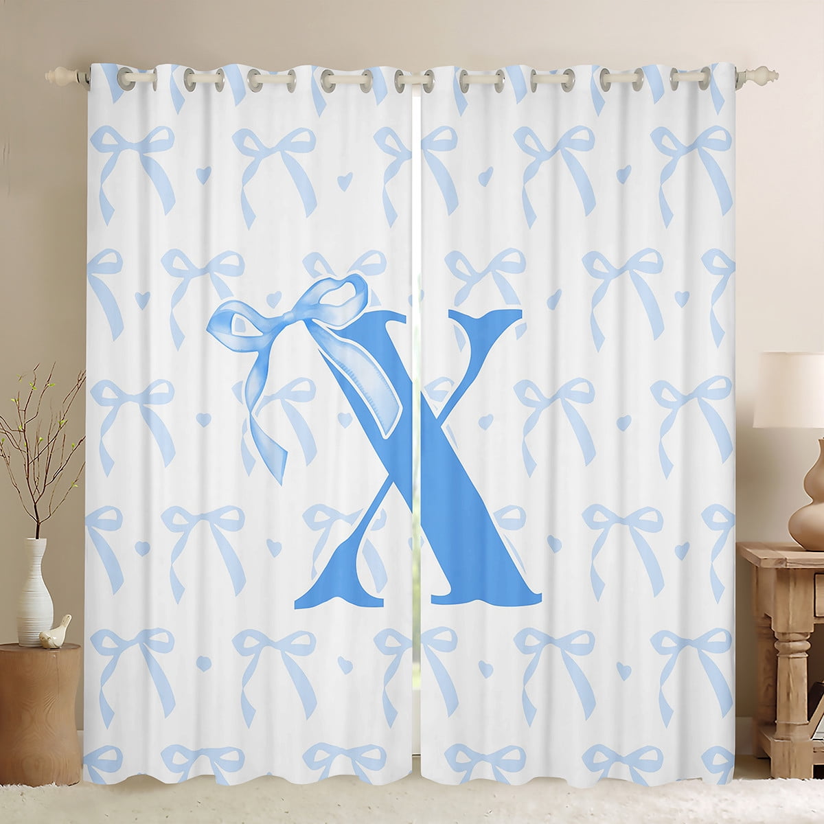 jejeloiu Personalized Letter X Blackout Curtains Set of 2 (38x54 Each