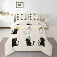 thumbnail image 1 of jejeloiu Pet Animal Cat Queen Comforter Set,Kawaii Kitten Bedding Sets,Black Beige Bedding Comforter Set For Boys Girls,Lightweight Room Decor Reversible,3 Pieces, 1 of 8