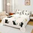 thumbnail image 1 of jejeloiu Pet Cat Queen Sheet Set,Kawaii Kitten Black Beige,Lightweight Decor For Kids,4-Piece, 1 of 7
