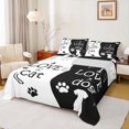 thumbnail image 1 of jejeloiu Pet Dogs Lovers Twin Sheet Sets,Kawaii Paws Twin Fitted Sheet,White Black Flat Sheet For Girl Boy,Breathable Home Decor,3pcs, 1 of 7