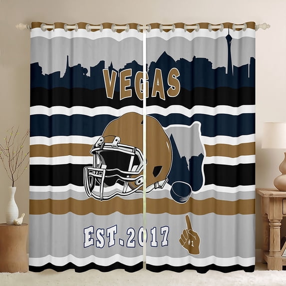 jejeloiu Philadelphia Slihouette Blackout Curtains,Kids Rugby Helmet Curtains Pack of 2 (38x45 Each),American Football City Window Curtains For Boys Teens,Super Cozy Room Decor