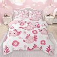thumbnail image 1 of jejeloiu Pink Axolotl Salamander Bedding Comforter Set,Kawaii Flowers Blossom Twin Comforter Sets,Cartoon Cute Animal Bedding Set For Girls,Breathable Home Decor Reversible,2 Pieces, 1 of 8