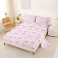 thumbnail image 1 of jejeloiu Pink Bow Queen 4-Piece Teen Plaid Love Sheet Set, 1 of 6
