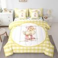 thumbnail image 1 of jejeloiu Pink Bow Tie Bedding Comforter Set 7pcs,Rustic Farmhouse Duck Queen Bedding Sets,Yellow Plaid Checkered Queen Sheet Sets For Teens,Super Cozy Room Decor Reversible, 1 of 8