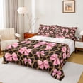 thumbnail image 1 of jejeloiu Pink Bow Tie Queen Sheet Sets,Chic Leopard Print Bed Set For Girls 4 Pieces, 1 of 7