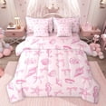 thumbnail image 1 of jejeloiu Pink Bowknot Bow 7-Piece Twin Bedding Sets,Cute Bowtie Ribbon Bedding Comforter Set For Girls Women Reversible, 1 of 7