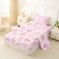 thumbnail image 1 of jejeloiu Pink Bowknot Bow Twin Sheet Sets,Cute Bowtie Ribbon Bedding For Girls Women 3-Piece, 1 of 6