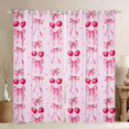 thumbnail image 1 of jejeloiu Pink Bowknot Cherries Black Out Curtains,Geometric Polka Dots Curtains Pack of 2 (42x63 Each) For Girls Women, 1 of 6