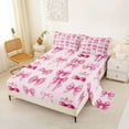 thumbnail image 1 of jejeloiu Pink Bowknot Full Size Sheets,Kawaii Cherry Bed Sheets For Bow Girls 4 Pieces, 1 of 6