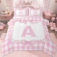 thumbnail image 1 of jejeloiu Pink Bowknot Twin Comforter Sets,Letter A Monogrammed Bedding Set For Girls Kids Reversible 2 Pieces, 1 of 8