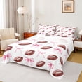 thumbnail image 1 of jejeloiu Pink Bowknot Twin Sheet Sets,Brown Rugby Football Bedding For Girls Teens 3-Piece, 1 of 7