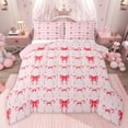 thumbnail image 1 of jejeloiu Pink Bows Full Size Comforter Sets,Cartoon Bowknot Bedding Sets For Bowie Lover Reversible 3 Pieces, 1 of 7