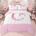 thumbnail image 1 of jejeloiu Pink Bows Full Size Comforter Sets,Letter C Print Bedding Sets For Bowtie Girls Reversible 3pcs, 1 of 8