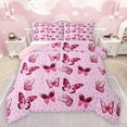 thumbnail image 1 of jejeloiu Pink Butterfly Print Queen Comforter Set,Boho Wild Animal Bedding Sets,Cute Cherry Blossom Bedding Comforter Set For Girl,Microfiber Bedroom Decor Reversible,3-Piece, 1 of 8