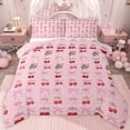 thumbnail image 1 of jejeloiu Pink Cartoon Bowknot Twin Comforter Sets,Red Fruit Cherry Bedding Set For Girl Kids Reversible 2pcs, 1 of 8