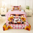 thumbnail image 1 of jejeloiu Pink Checkered Highland Cow Twin Comforter Sets Kids,Girly Farm Print Bedding Set,Reversible,2pcs, 1 of 7