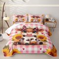 thumbnail image 1 of jejeloiu Pink Checkered Highland Cow Twin Quilt Set Kids,Girly Farm Print Twin Coverlet Set,2pcs, 1 of 7