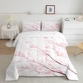 thumbnail image 1 of jejeloiu Pink Cherry Blossom Bedding Comforter Set,Natural Landscape Twin Comforter Sets,Pink White Bedding Set For Girls,Ultra Soft Room Decor Reversible,3pcs, 1 of 8