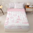 thumbnail image 1 of jejeloiu Pink Coastal Sketch Pattern Zipper Twin Comforter Sets with Fitted Sheet and 2 Pillowcases Kids,Marine Navigation Theme Zipper Bedding Set For Girl,Reversible,4-Piece, 1 of 7