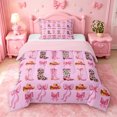 thumbnail image 1 of jejeloiu Pink Cowboy Boot Pattern Twin Comforter Sets Kids,Pink Bowknot Bedding Set For Girls,Reversible,2-Piece, 1 of 8