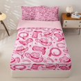 thumbnail image 1 of jejeloiu Pink Cowgirls Cat Zipper Full Size Comforter Sets with Fitted Sheet and 2 Pillowcases Kids,Vintage Western Horse Shoe Zipper Bedding Set For Girls,Reversible,4 Pieces, 1 of 7