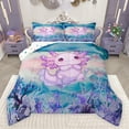 thumbnail image 1 of jejeloiu Pink Cute Axolotl Queen Comforter Set,Ocean Aniaml Bedding Sets,Watercolor Sealife Coral Bedding Comforter Set For Girls Kids,Breathable Home Decor Reversible,3pcs, 1 of 8