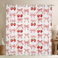 thumbnail image 1 of jejeloiu Pink Cute Bowknot Black Out Curtains,Kawaii Cherry Strawberry Curtains Pack of 2 (42x63 Each),Chic Ribbon Bow Tie Bedroom Curtains For Girls,Microfiber Bedroom Decor, 1 of 6
